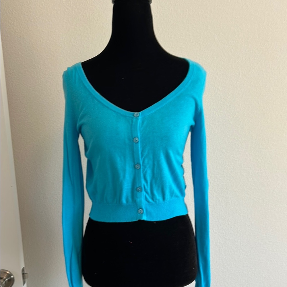 Vibrant Blue Button-Up Cardigan